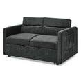 thumbnail image 4 of Chenille Convertible Sofa Bed, Loveseats Sofa with Pull-out Bed, 2-Seater Sofa with Adjsutable Back and Arm Pocket, 54.5" Sleeper Sofa for Bedroom Office, Weight Capacity 250 LBS/Seat, Black, 4 of 7