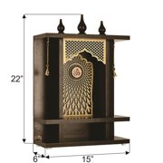Wooden Pooja Mandir Temple For Home And Office / Pooja Temple With LED Lights / Wall Hanging Pooja Temple / Pooja Darbar / Hindu Temple