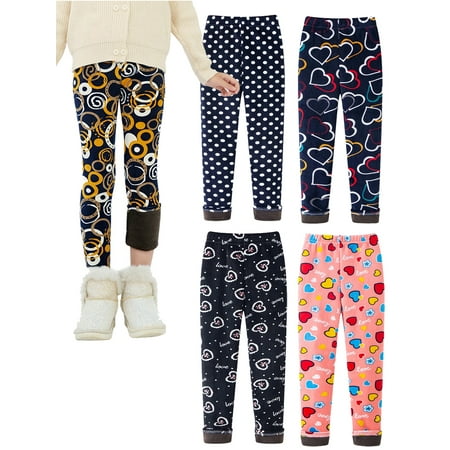 

Yuanyu 3-13 Years Girls Footless Warm Leggings Thick Fleece Lined Tights Trousers Pants