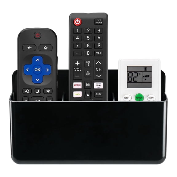 3 Slot Adjustable Remote Control Holder Wall Mount, TV Remote Box Hollow Bottom Slot Easy Phone Charging, Self Adhesive Remote Holder,Wall Pen Holder Storage Accessories for Home Office School