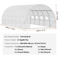 thumbnail image 4 of KFFKFF Walk-in Tunnel Greenhouse, 20x10x7 ft, Featuring a Durable Galvanized Steel Frame and White PE Covering, Equipped with a Roll-up Zipper Door and 12 Ventilation Windows, 4 of 9