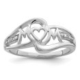 thumbnail image 1 of 925 Sterling Silver Rhodium Plated Diamond Heart Mom Ring, 1 of 2