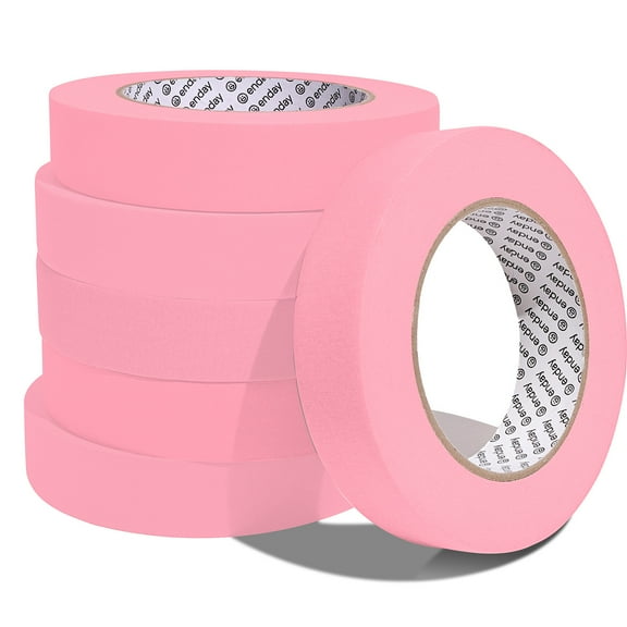 enday Masking Tape, 1" x 60 Yards, Pink, Pack of 6