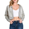 thumbnail image 4 of Doublju Women's Raglan Sleeve Crop Zip Up Hoodie With Kangaroo Pocket, 4 of 4