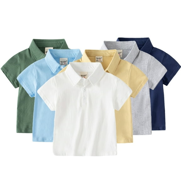 KYAIGUO Baby Infant Boys Short Sleeve Cotton Shirt,Summer Button Collar T-Shirt for Toddler Kids,Short-Sleeved Cotton Casual Summer Clothes Sized 1-6T