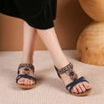 thumbnail image 5 of Bohemia Beach Sandals, Bohemia Womens Sandals, Sandals Women Flat Shoes Dressy Summer Bohemian Flats Shoes for Women's Open Toe Elastic Ankle Strap Flat Beach Shoes Beaded Jeweled Flats, Blue 6, 5 of 9