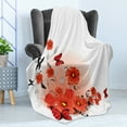 thumbnail image 4 of Poppy Flower Soft Flannel Fleece Blanket, Floral Background with Butterflies Spring Season Hope Inspiration Theme, Cozy Plush for Indoor and Outdoor Use, 70" x 90", Red White Black, by Ambesonne, 4 of 5