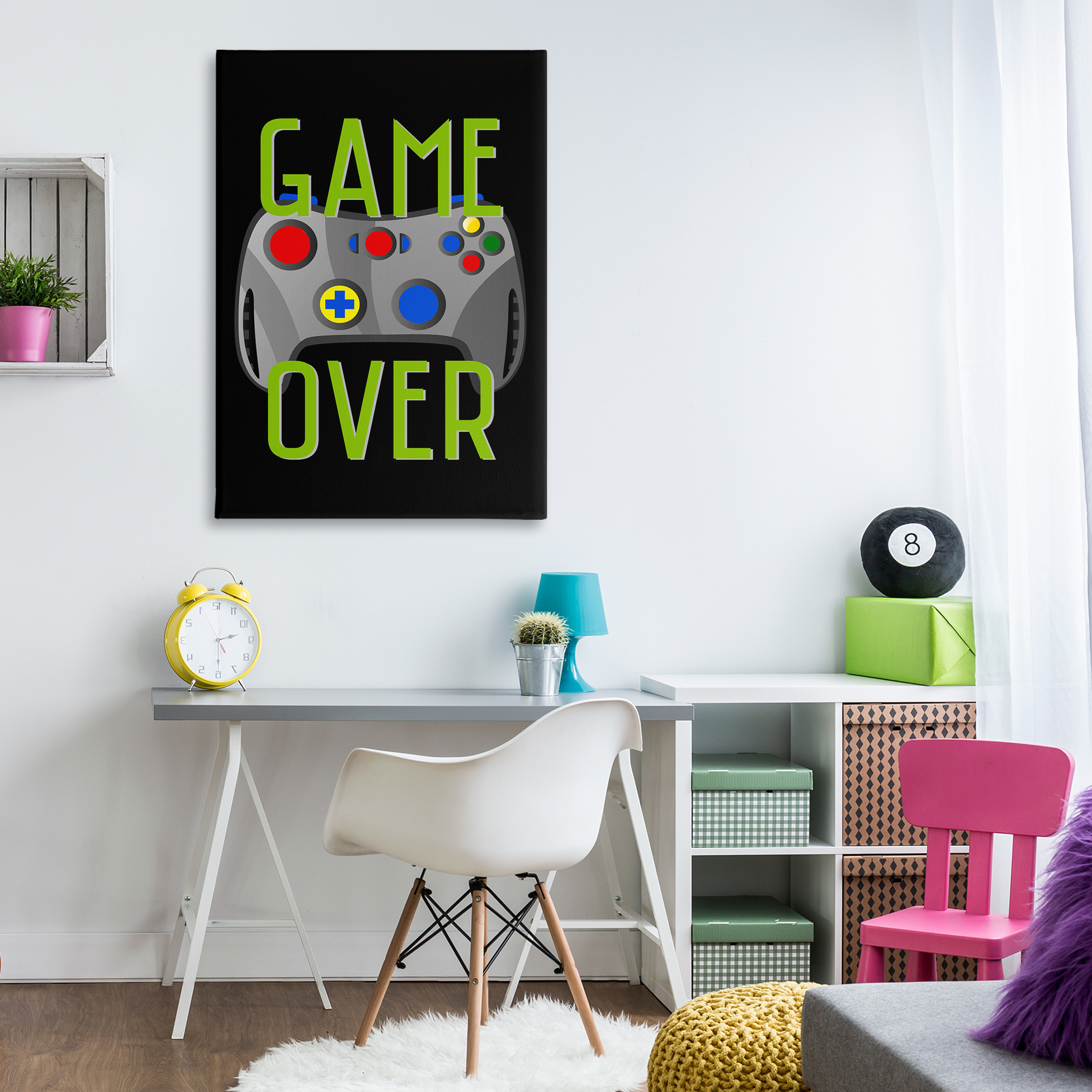 Stupell Industries Game Over with Controller Typography Painting Gallery Wrapped Canvas Art Print Wall Art, 30 x 45