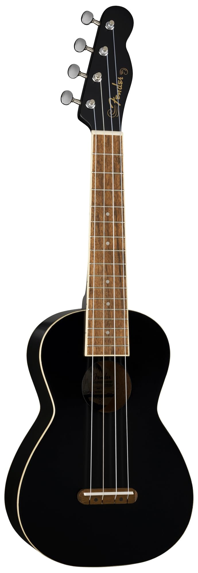 Fender Monterey Concert Ukulele - Black Bundle with Gig Bag, Tuner, and Austin Bazaar Instructional DVD