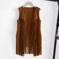 thumbnail image 3 of Lohuatrd Women Cardigan Tassel Fringed Solid Color Open Stitch Vintage Western Cowboy Cosplay Sleeveless Stage Performance Role Play Lady Waistcoat, 3 of 8