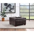 thumbnail image 2 of Detour Strap Square Storage Ottoman in Espresso Faux Leather, 2 of 8
