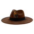 thumbnail image 4 of Womens Western Fedora Hat Wide Brim Cowboy Hat with Feather Accent Suede Style Dress Hat for Western Events Parties and Outfits, 4 of 5