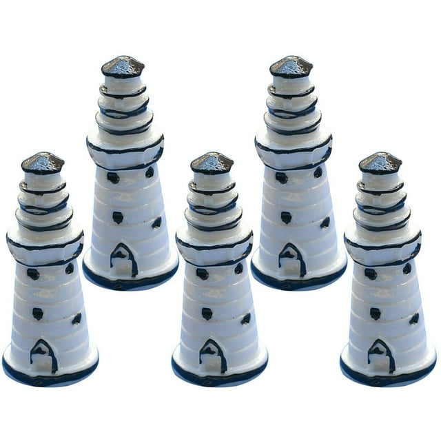 5Pcs Mini Statue de Phare Forme Réaliste Résine Compacte Petite Fée Mini Jardin Statue Patio Décor