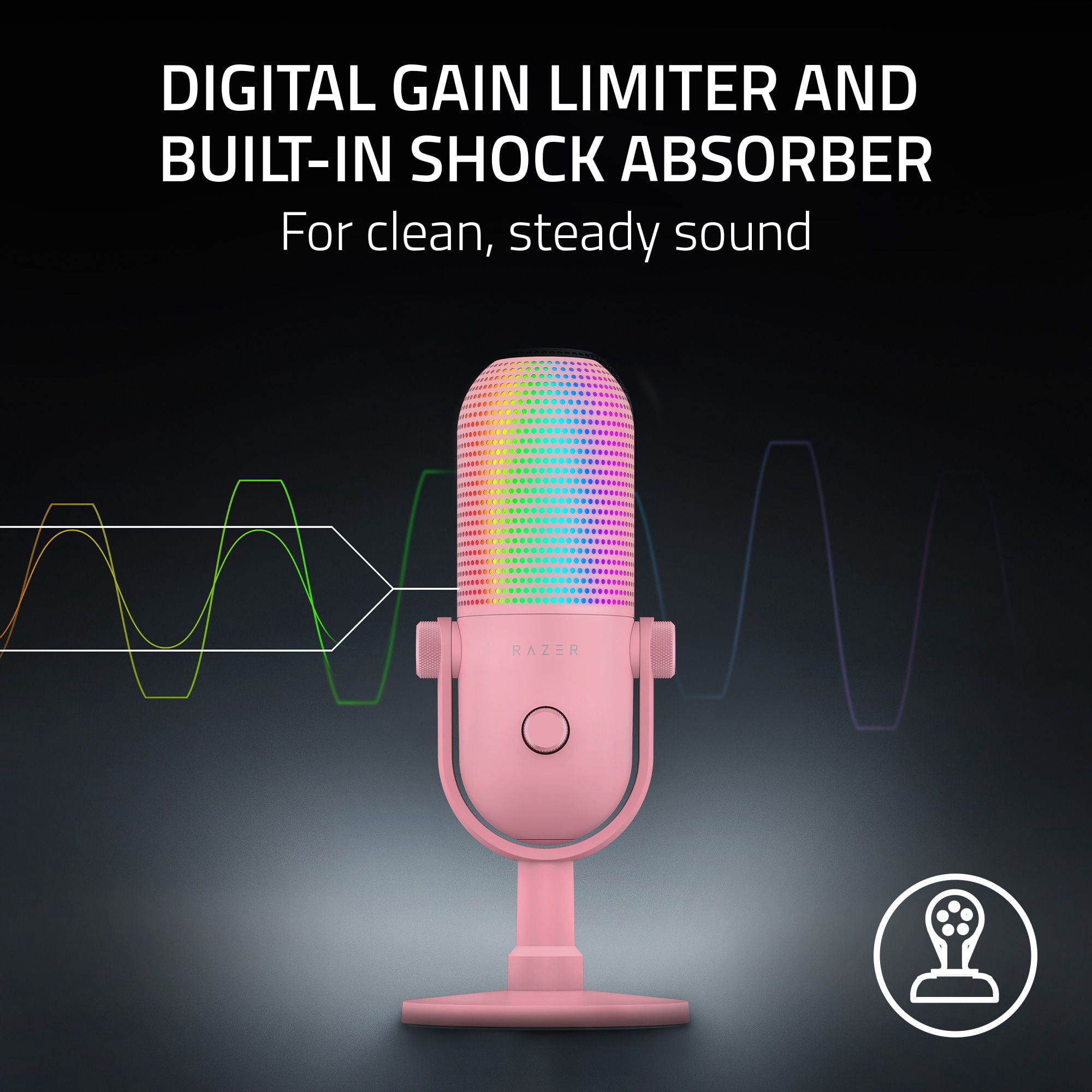 Razer Seiren V3 Chroma USB Mic with RGB Lighting Microphone with Tap-to-Mute, Quartz