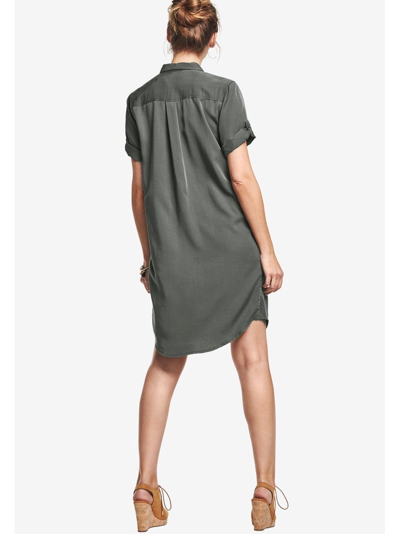ellos shirt dress ellos Women's Plus Size Button Front Linen Shirtdress