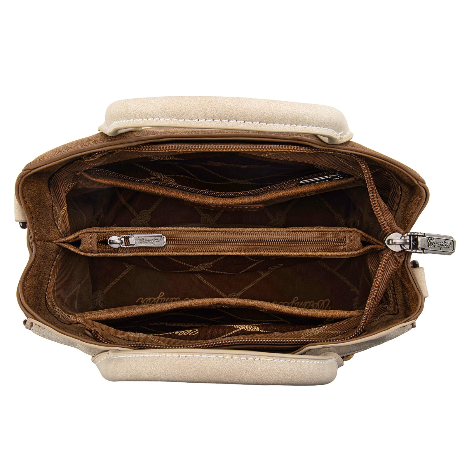 Wrangler Womens Braided Tote Bag Western Style Suede Top Handle Handbag With Detachable Crossbody Strap, Brown