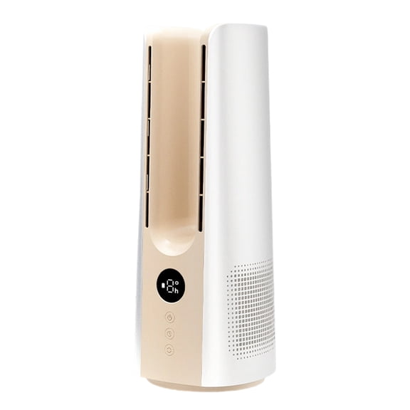 Pure White Vertical Bladeless Desk Fan Touch LED Digital Timer Quiet Oscillating Air Circulator Mini Cooling Fan For Home Bedroom Dorm Office Desktop