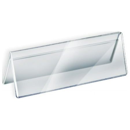 UPC: 0705105148588 | Azar Displays 192806 Two Sided Tent Style Clear Acrylic Sign Holder and Nameplate  Size: 11  W x 3  H on each side  10-Pack