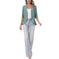 thumbnail image 2 of INSPIRE CHIC Lightweight Cardigan for Women Summer 3/4 Sleeve Open Front Netted Knit Ruffle Cardigans Cover Ups XS Green, 2 of 6