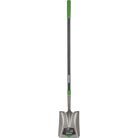 Truper 32403 Tru Tough 47-Inch Square Point Shovel with Long Handle and 10-Inch Grip — Residential Use, Standard Application