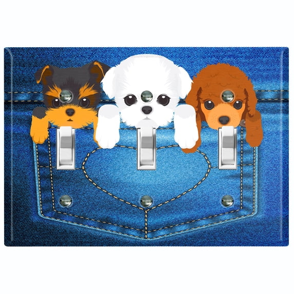 Metal Light Switch Plate Cover Cute Maltese Puppy Dog Cube Gray DOG004