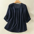 thumbnail image 3 of Womens Summer Outfits Linen V Neck Embroidery New Loose Literary Plus Size Womens Clothing, 3 of 8