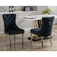 thumbnail image 5 of KCC Velvet Tufted Dining Chairs Set of 2, Back Pull Ring & Nailhead Trim,Stainless Steel Leg Upholstered Side Chairs for Kitchen & Dining Room, Black, 5 of 9