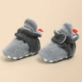 thumbnail image 2 of Quealent Baby Booties Cozy Fleece Slippers Soft Baby Shoes With Gripper Soles, Winter Infant Newborn Crib Sock Shoe Warm Footwear First Walkers Gray for Size 4.5, 2 of 7