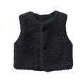 thumbnail image 3 of GiLiling Toddler Girls Boys Infant Fuzzy Teddy Vest Coat Furry Fleece V-Neck Sleeveless Gilet with Button Down Warm Plush Sherpa Outerwear (Black, 4-5 Years), 3 of 3