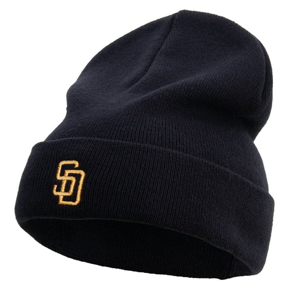 Initial San Diego Embroidered Big Size Acrylic Long Beanie - Black XL-3XL