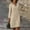 Khaki, variant on JNGSA Dresses for Women 2023,Trendy Linen Dress for Womens Solid Color Roll-up Long Sleeve V-Neck Dress Cotton Casaul Loose Fit Midi Dress Beige