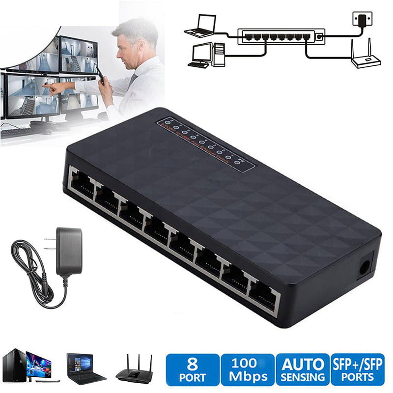 10/100Mbps Ethernet 8-Port Network Switch HUB Desktop Fast LAN Switcher Adapter 