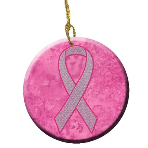 Pink Ribbon For Breast Cancer Awareness Ceramic Ornament