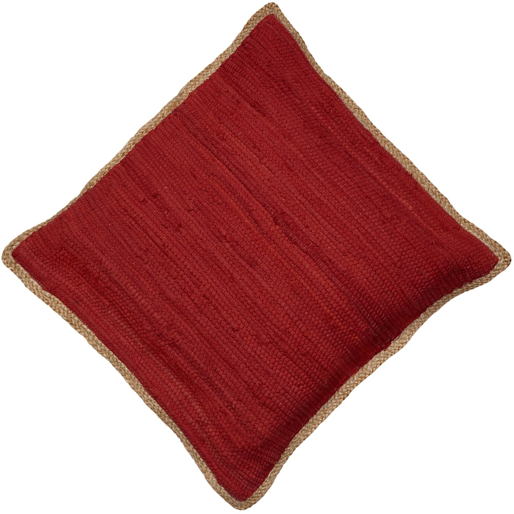 Ox Bay Ringo 20" x 20" Red Jute Bordered Cotton Adult Decorative Throw Pillow Cover