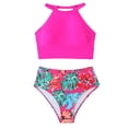 thumbnail image 6 of vigerkar Women High Waisted Bikini Sets High Neck Sporty Two Piece Swimsuits (Hot Pink, XL), 6 of 7