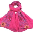 thumbnail image 2 of 100% Cotton Floral Embroidered Scarf Shawl for Spring, Fall & Winter, 2 of 5