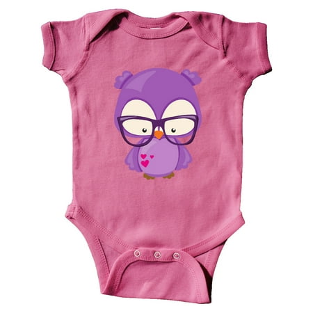 

Inktastic Valentine s Day Owl Purple Owl Glasses Hearts Gift Baby Boy or Baby Girl Bodysuit