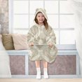 thumbnail image 7 of FORMRS Wearable Blanket Hoodie with Sleeves for Kids Cozy Flannel Sweatshirt, Light Brown Pattern, 7 of 7
