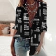thumbnail image 2 of Blusa informal para mujer, cuello redondo, manga larga, estampado, camisa suelta, tops, botones, cárdigan Pompotops  FGAJ6883, 2 of 5