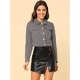 thumbnail image 3 of INSPIRE CHIC Women's Button Down Long Sleeves Cropped Denim Jacket, 3 of 6
