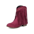 thumbnail image 5 of Boots for Women Chunky Low Heel Pointy Toe Ankle Booties Casual Winter Warm Comfortable Boots Solid Color Shoe for Women's Trendy Wine 7.5, 5 of 10