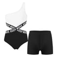 thumbnail image 3 of inhzoy Two Piece Tankini for Girls One Shoulder Tank Leotard with Shorts, 3 of 4