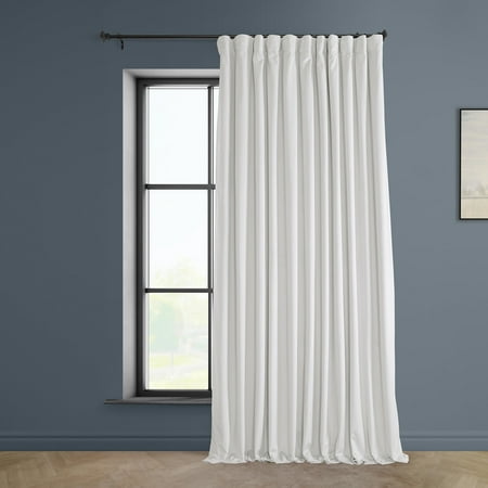 HPD Half Price Drapes Pillow White Heritage Plush Velvet Extra Wide Room Darkening Curtains for Bedroom & Living Room Curtains (1 Panel), Window Curtains 84 inches long, 100W X 84L