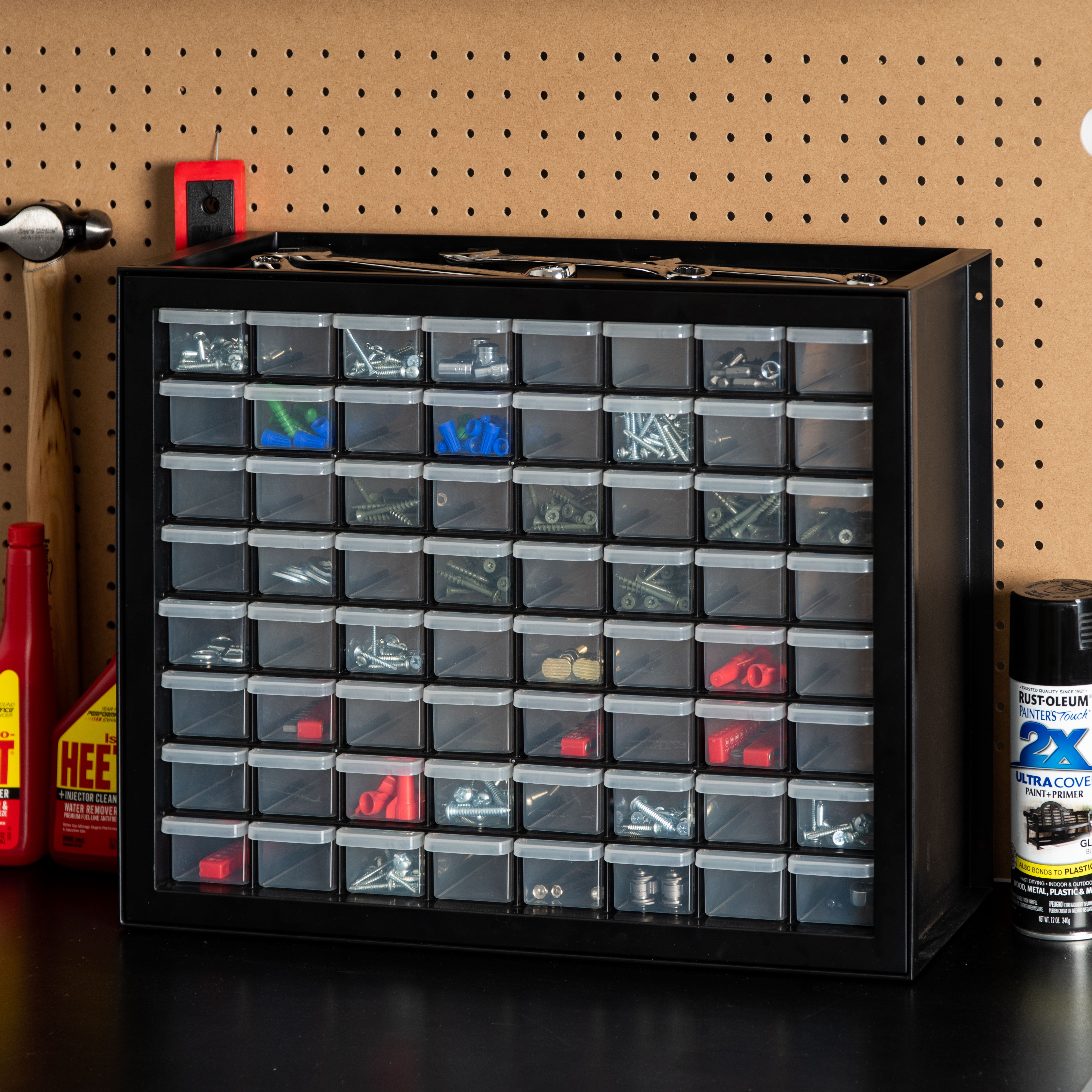 IRIS 64 Drawer Stackable Storage Cabinet for Hardware Parts Crafts, Black Small Brick Organizer Utility Chest
