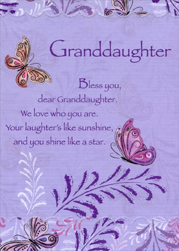 Designer Greetings Bless You Butterflies on Purple Religious ZFold Birthday Card for