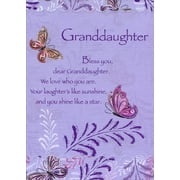 Designer Greetings Bless You Butterflies on Purple Religious Z-Fold Birthday Card for Granddaughter