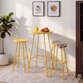 thumbnail image 4 of Best Choice Products 3-Piece Steel Patio Bar Height Round Bistro Set w/ Backless Stools, Slatted Design - Yellow, 4 of 10