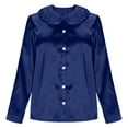 thumbnail image 4 of Satin Shirts for Women Silk Blouses Dressy Elegant Satin Button Down Shirts Holiday Tops Christmas Party Outfits,Navy M, 4 of 5