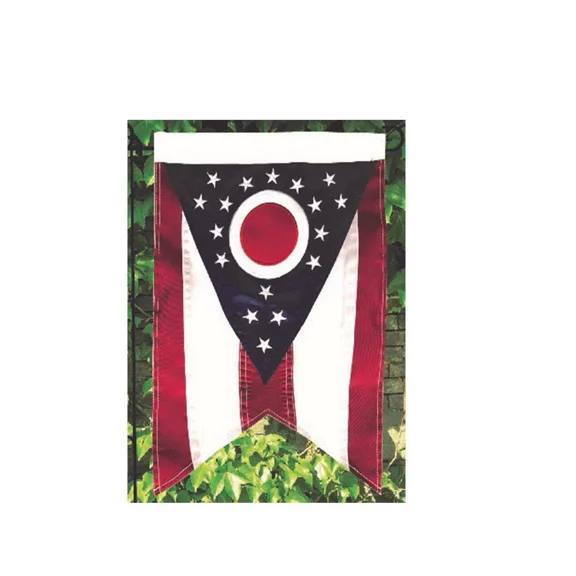 PURELY- 12X18 State Of Ohio Embroidered 2 Double Sided Garden Flag Banner Fast Usa Ship