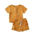 thumbnail image 1 of ITFABS Ensemble de Culottes en Coton pour Bébé Col Rond Manches Mi-Longues Chemise et Short Extensible, 1 of 7